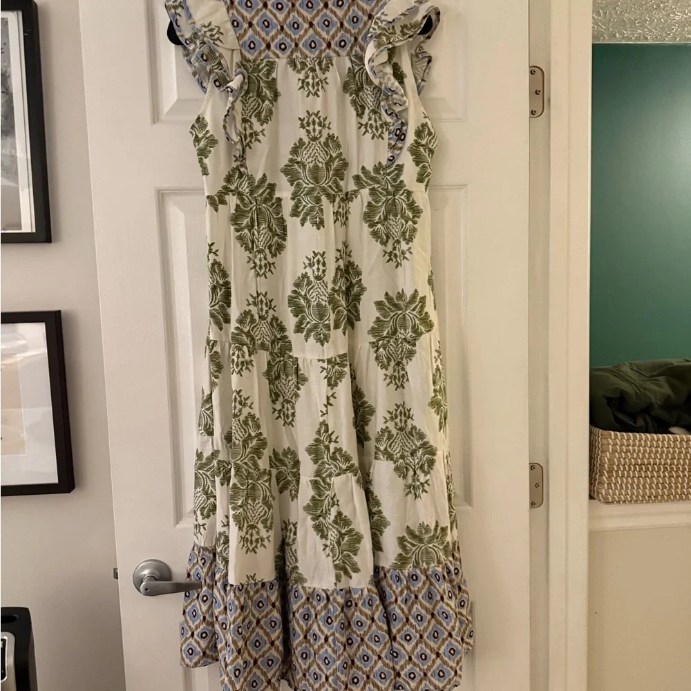 NWOT - Umgee Mixed Print Ruffle w/Cap Sleeves in “Olive Mix” - Picture 5 of 6
